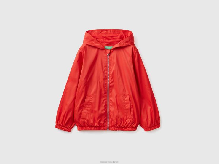 Light Jacket With Hood B4BF1624 Benetton Kids Red