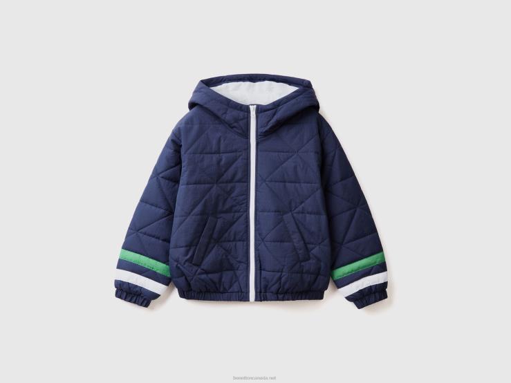 Padded Bomber In Nylon B4BF1622 Benetton Kids Dark Blue