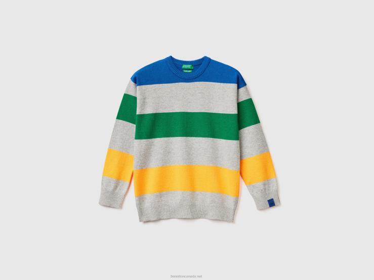 Striped Sweater B4BF3399 Benetton Kids Gray
