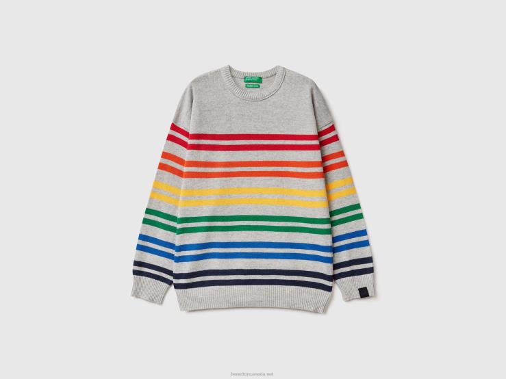 Striped Sweater B4BF6064 Benetton Kids Gray