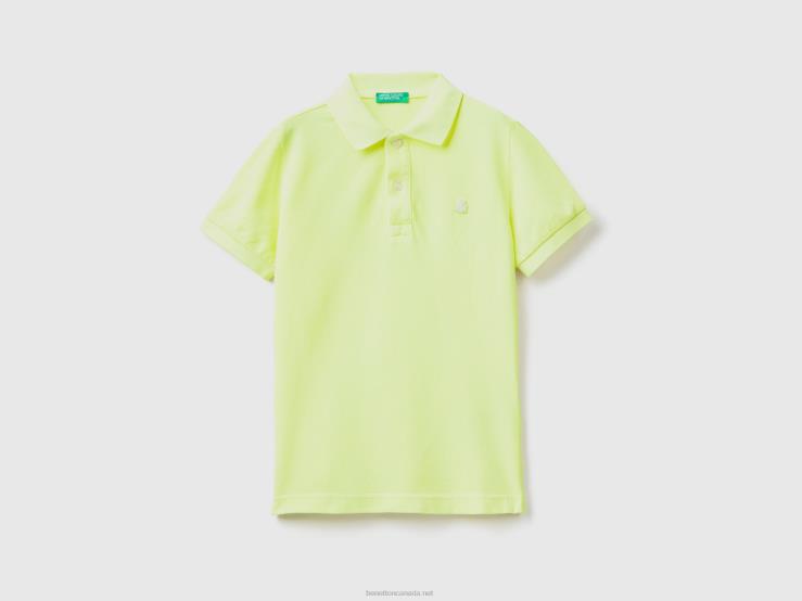 Neon Polo In Organic Cotton B4BF1883 Benetton Kids Neon Yellow