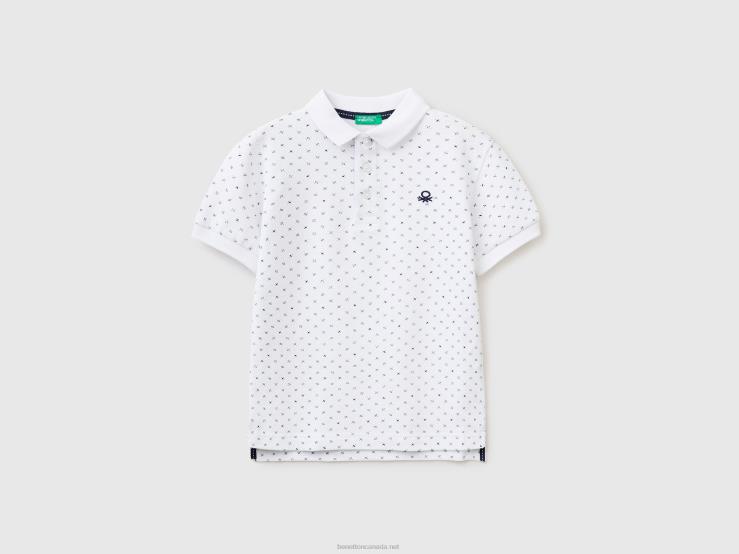 Slim Fit Micro Patterned Polo B4BF4894 Benetton Kids White