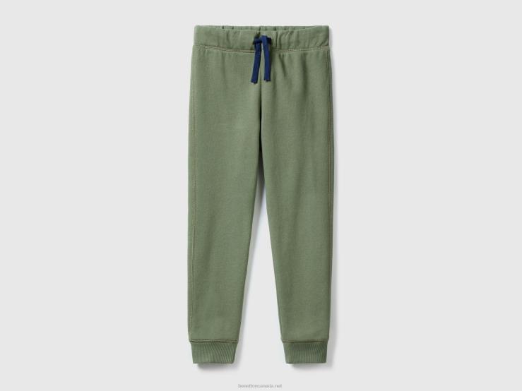 100% Cotton Sweatpants B4BF1938 Benetton Kids Military Green