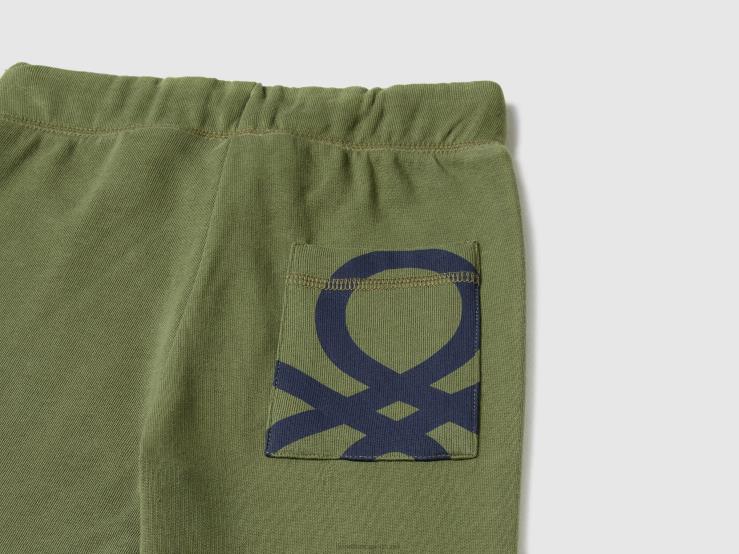 100% Cotton Sweatpants B4BF1938 Benetton Kids Military Green