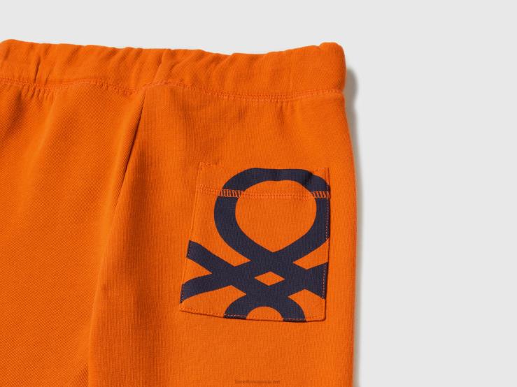 100% Cotton Sweatpants B4BF4915 Benetton Kids Orange