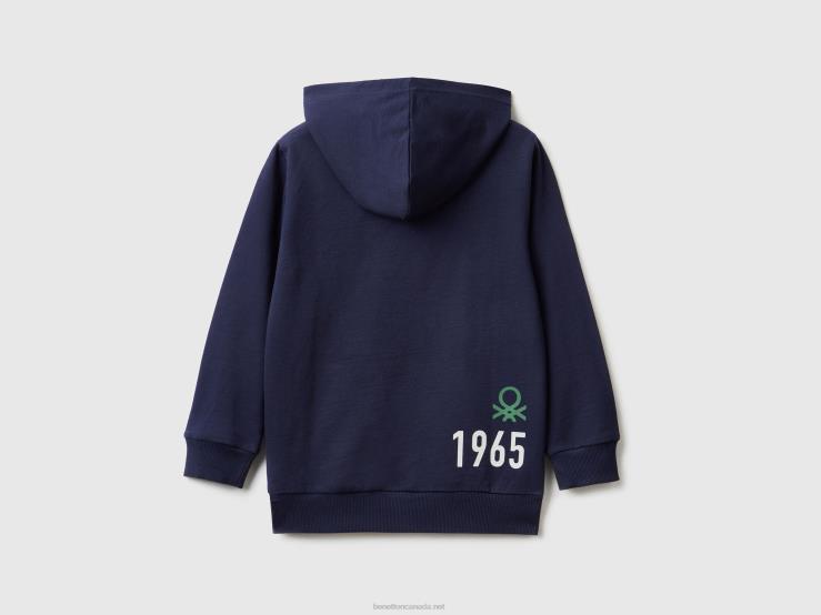 100% Cotton Hoodie B4BF4830 Benetton Kids Dark Blue