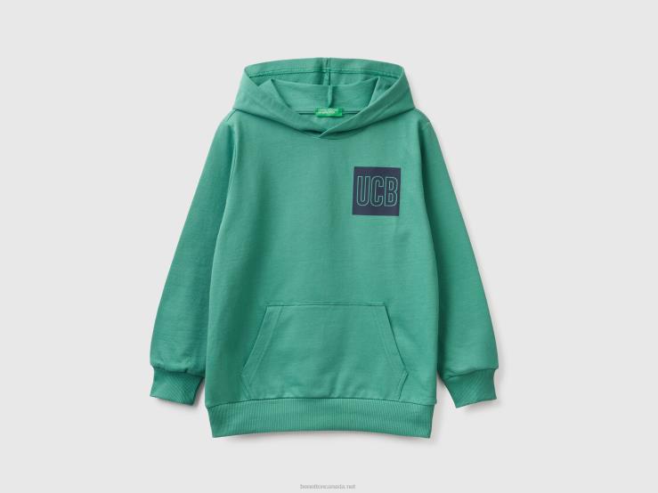 100% Cotton Hoodie B4BF4844 Benetton Kids Dark Green