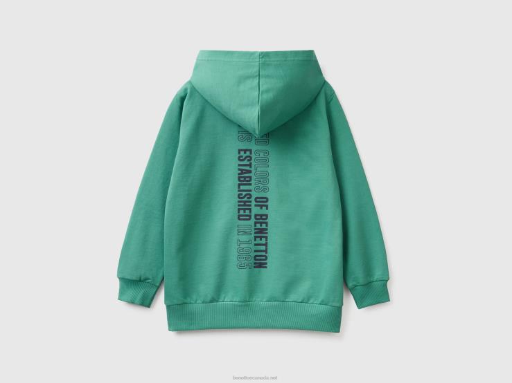 100% Cotton Hoodie B4BF4844 Benetton Kids Dark Green
