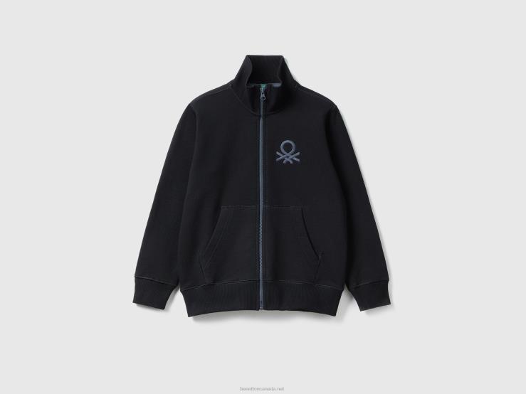 Pure Cotton Sweatshirt With Zip B4BF1872 Benetton Kids Black