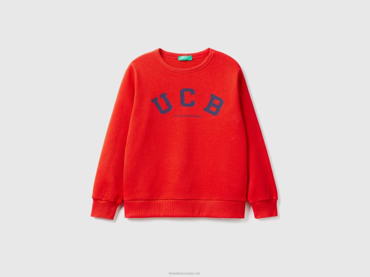 Sweatshirt With Logo Print B4BF4829 Benetton Kids Red