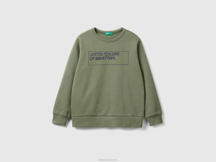 Sweatshirt With Logo Print B4BF4852 Benetton Kids Military Green