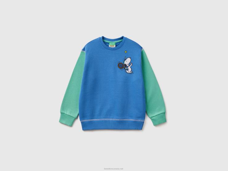 Sweatshirt With Snoopy Embroidery B4BF4834 Benetton Kids Bright Blue