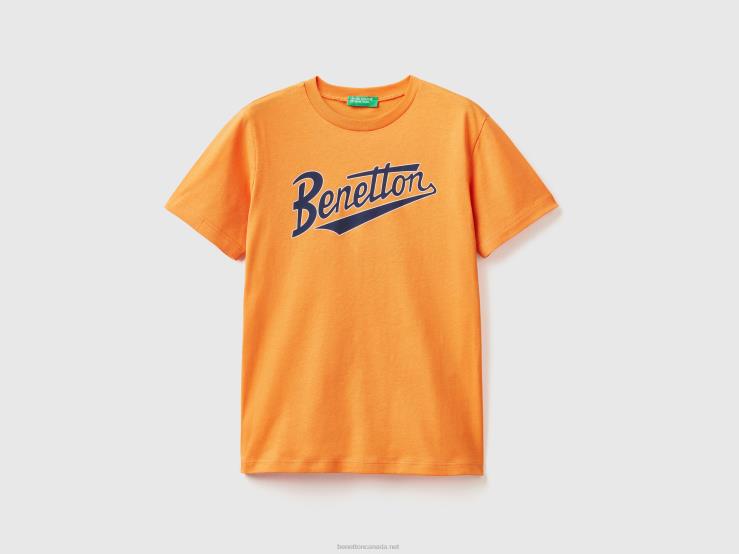 100% Organic Cotton T-Shirt B4BF1743 Benetton Kids Orange