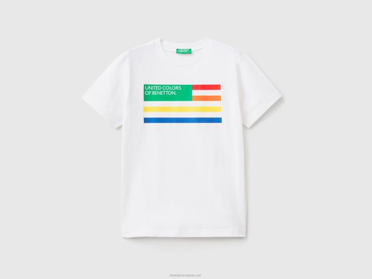 100% Organic Cotton T-Shirt B4BF1745 Benetton Kids White