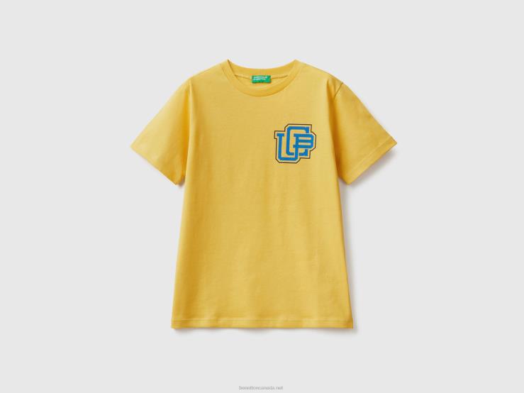 100% Organic Cotton T-Shirt B4BF1754 Benetton Kids Yellow