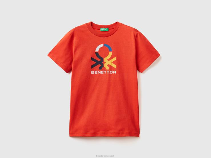 100% Organic Cotton T-Shirt B4BF4806 Benetton Kids Red