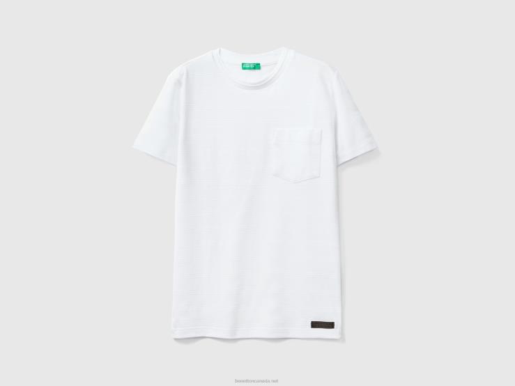 Jacquard T-Shirt With Pocket B4BF1689 Benetton Kids White