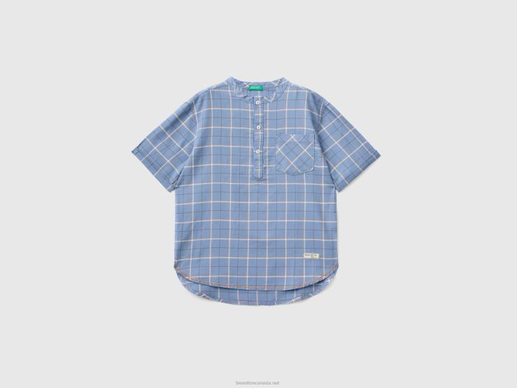 Mandarin Collar Check Shirt B4BF1759 Benetton Kids Multi-Color