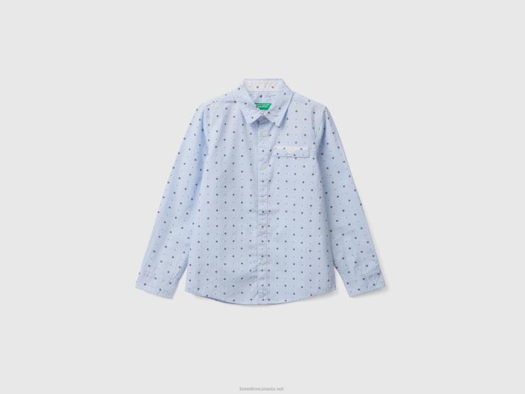 Micro Patterned Shirt B4BF1792 Benetton Kids Sky Blue