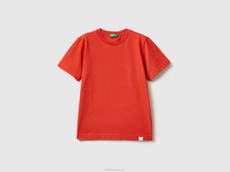 Organic Cotton T-Shirt B4BF1712 Benetton Kids Red