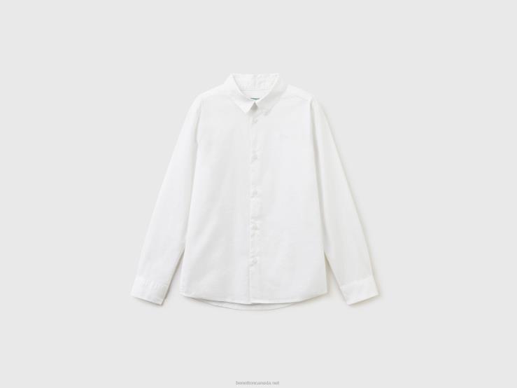 Slim Fit Long Sleeve Shirt B4BF1804 Benetton Kids White