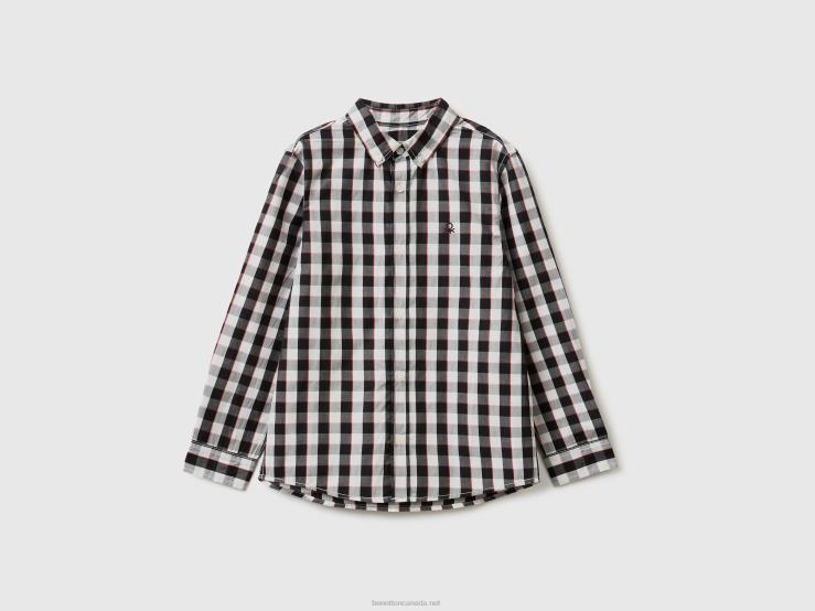 Sporty 100% Cotton Shirt B4BF1755 Benetton Kids Black
