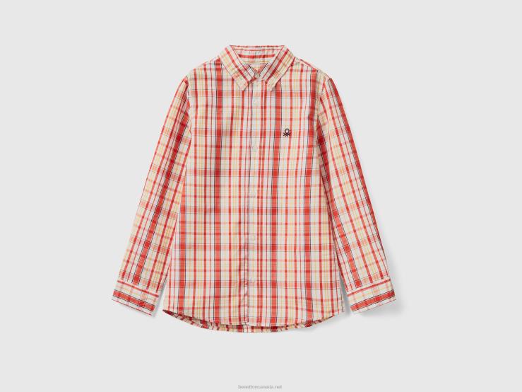 Sporty 100% Cotton Shirt B4BF4809 Benetton Kids Red