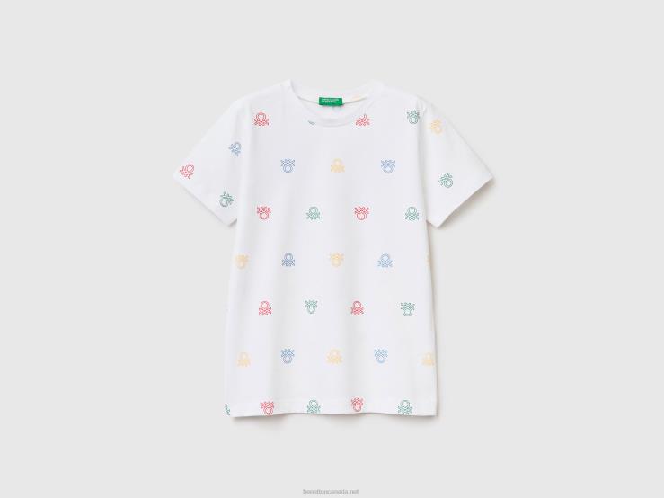 T-Shirt With Logo Print B4BF1691 Benetton Kids White
