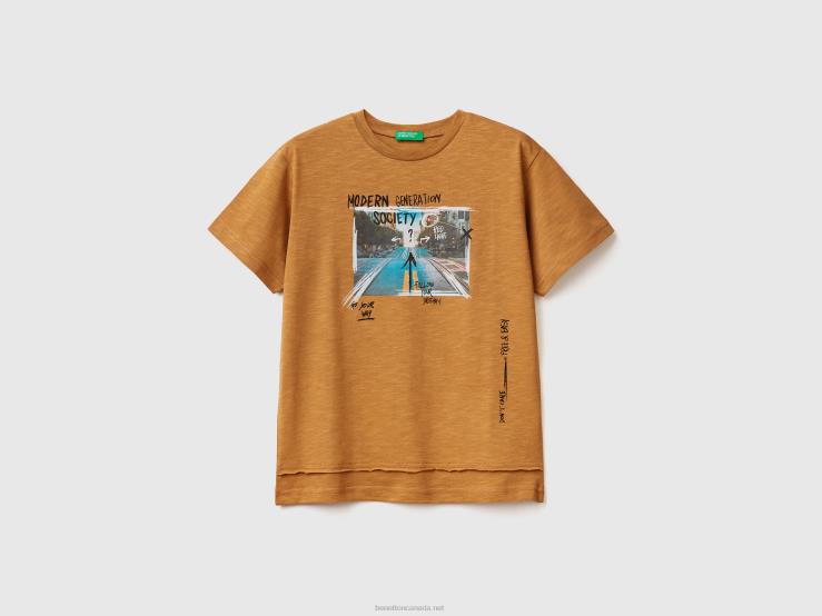 T-Shirt With Photo Print B4BF1777 Benetton Kids Camel