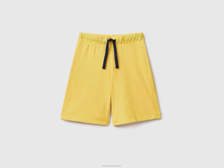 100% Cotton Bermudas B4BF1956 Benetton Kids Yellow