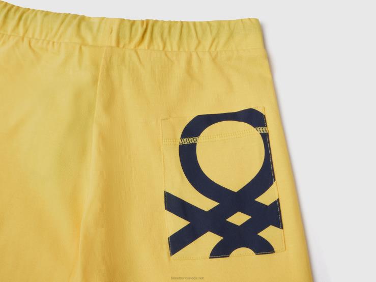 100% Cotton Bermudas B4BF1956 Benetton Kids Yellow
