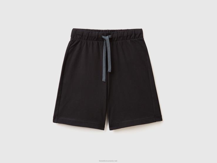 100% Cotton Bermudas B4BF1957 Benetton Kids Black