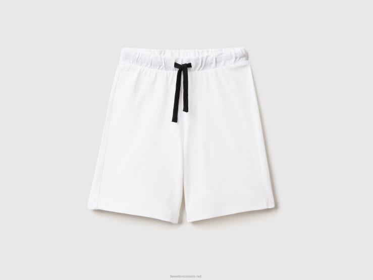 100% Cotton Bermudas B4BF1979 Benetton Kids White