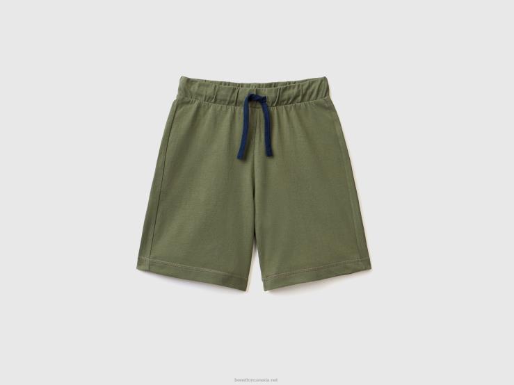 100% Cotton Bermudas B4BF1990 Benetton Kids Military Green