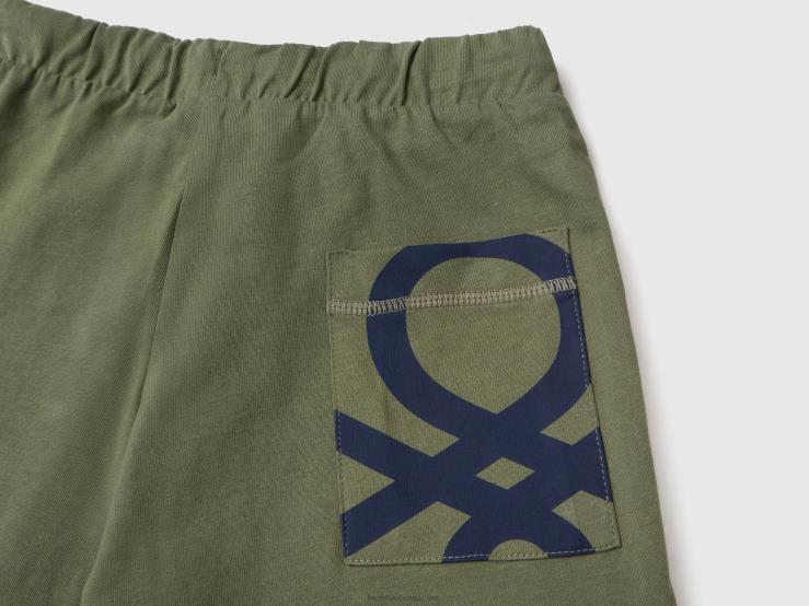 100% Cotton Bermudas B4BF1990 Benetton Kids Military Green