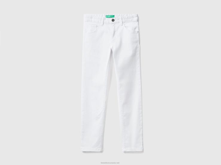 Five Pocket Slim Fit Trousers B4BF4948 Benetton Kids White