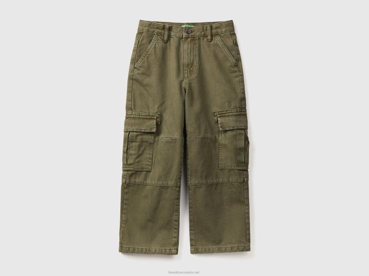 Loose Fit Cargo Trousers B4BF4936 Benetton Kids Military Green
