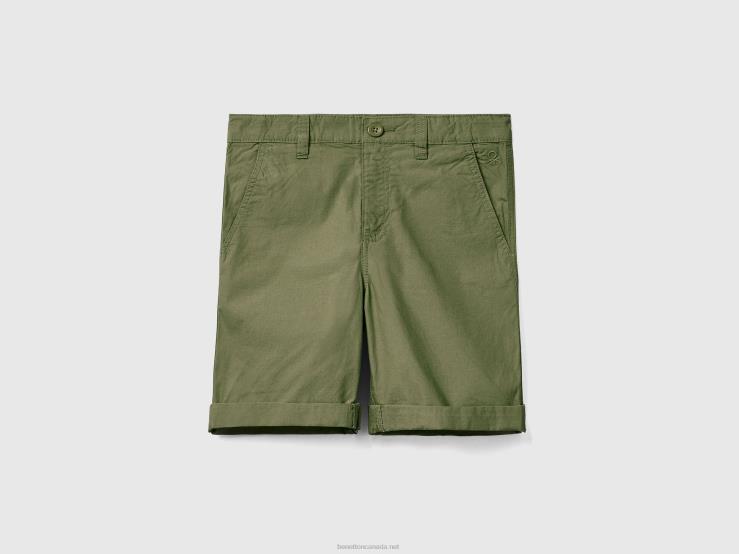 Pure Cotton Bermudas B4BF1989 Benetton Kids Military Green
