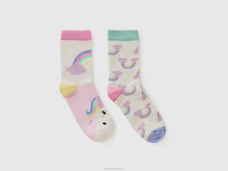 Mix & Match Patterned Socks B4BF2040 Benetton Kids White
