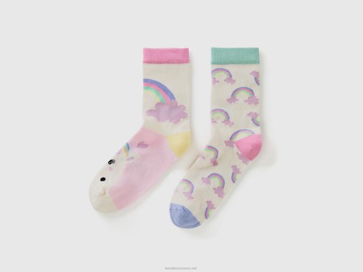 Mix & Match Patterned Socks B4BF2040 Benetton Kids White