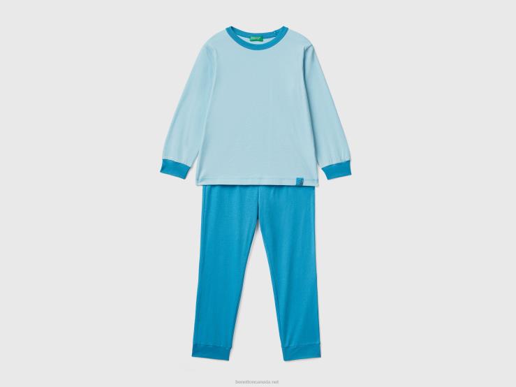 Slim Fit Pyjamas In 100% Cotton B4BF2033 Benetton Kids Turquoise