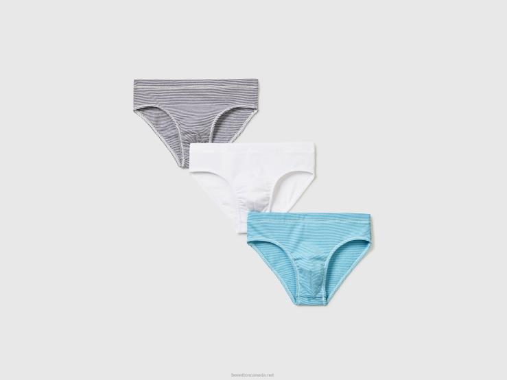 Three Underwear In Stretch Cotton B4BF4977 Benetton Kids Blue