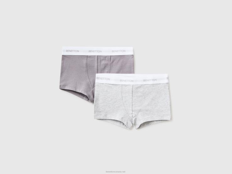 Two Pairs Of Boxers With Logoed Elastic B4BF4986 Benetton Kids Gray