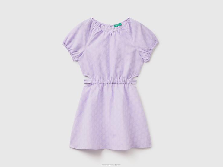 Patterned Dress In Linen Blend B4BF2573 Benetton Kids Lavender