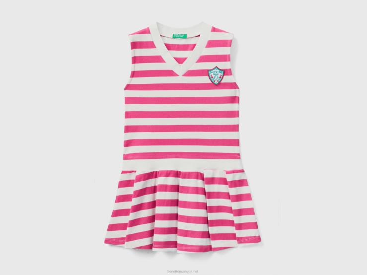 Striped Sleeveless Dress B4BF5364 Benetton Kids Fuchsia