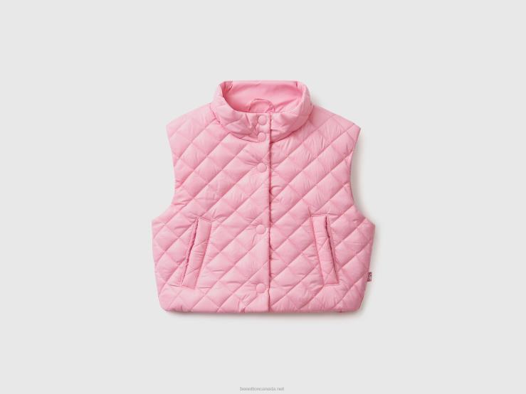 Boxy Fit Quilted Vest B4BF5189 Benetton Kids Pink