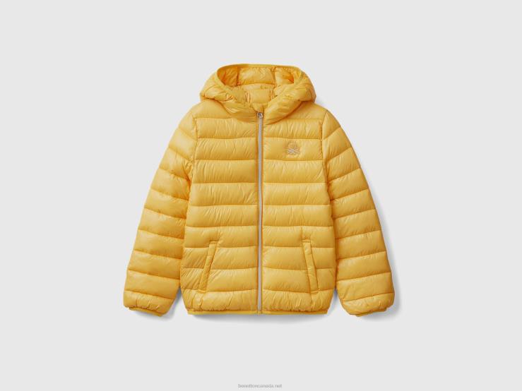 Puffer Jacket With Hood B4BF2428 Benetton Kids Yellow