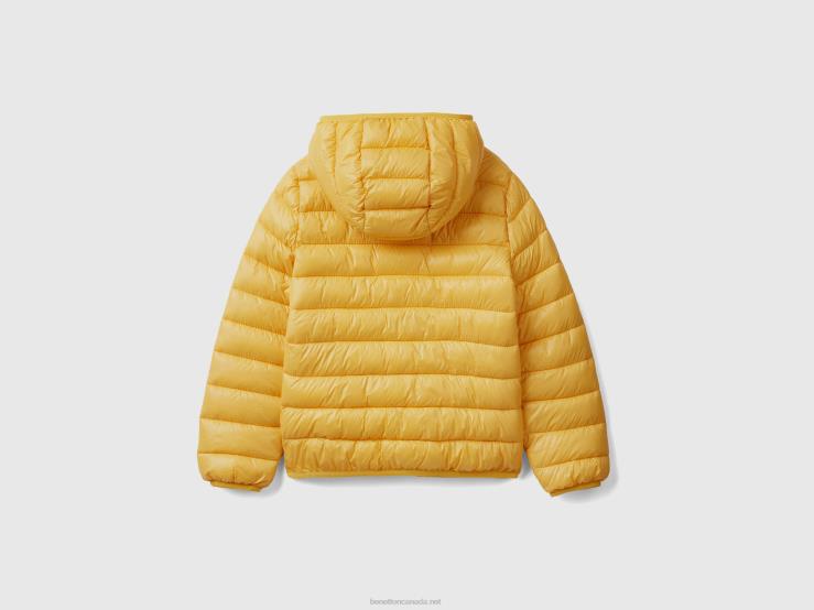 Puffer Jacket With Hood B4BF2428 Benetton Kids Yellow