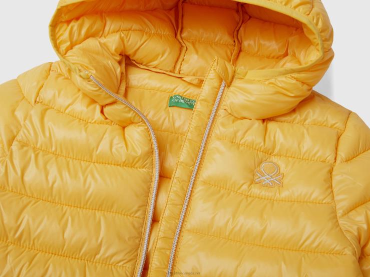 Puffer Jacket With Hood B4BF2428 Benetton Kids Yellow