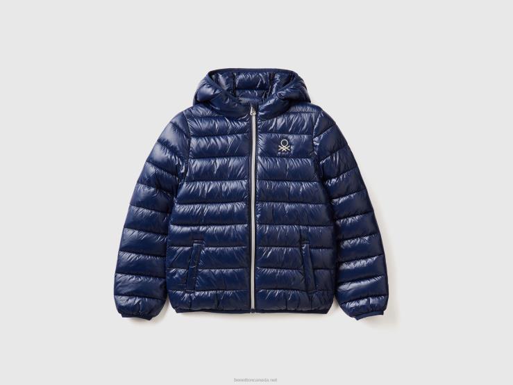 Puffer Jacket With Hood B4BF5208 Benetton Kids Dark Blue